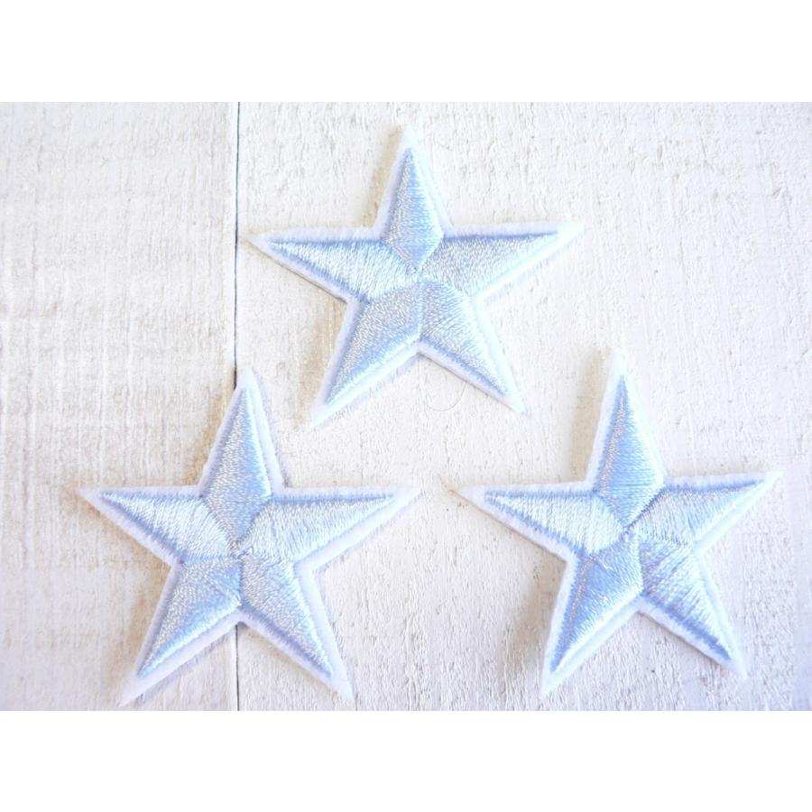 ワッペン 星 ♪3枚セット♪ とんがり (6) うすい水色 ほし スター