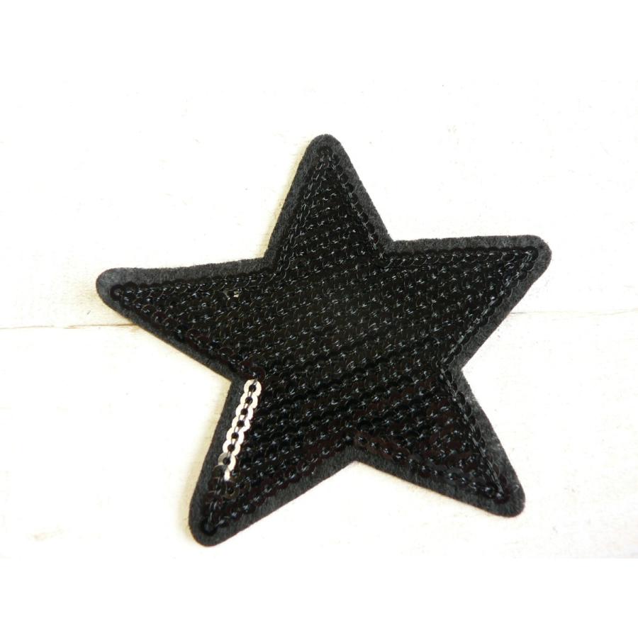 ワッペン 星 小 ♪1枚♪ No.2 黒 ブラック スパンコール ほし スター