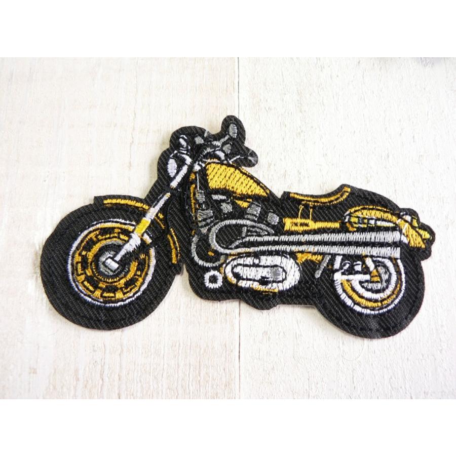 ワッペン バイク イエロー アイロンワッペン アップリケ #0079