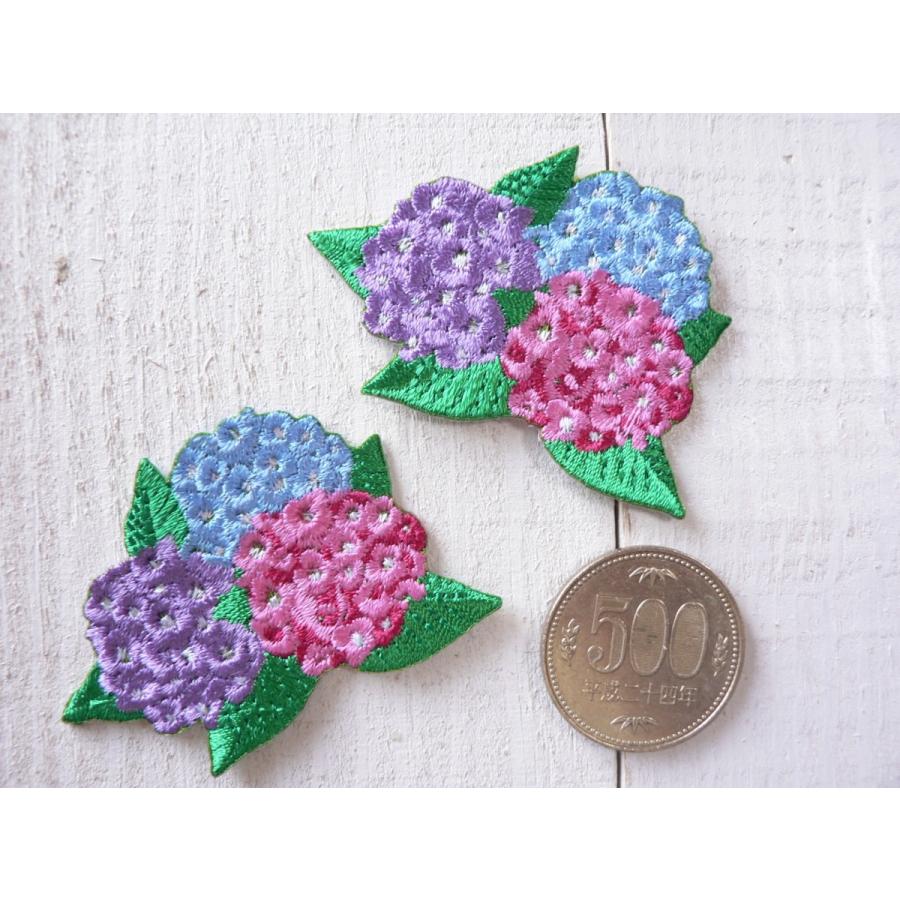 ロラライハリス　アップリケ　ツインテール　花柄　あじさい　ワッペン ワッペン アジサイ アイロンワッペン 紫陽花 あじさい 1枚 #795
