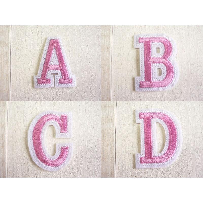 ワッペン 英文字 アルファベット ピンク A〜Zを選んでください！ その