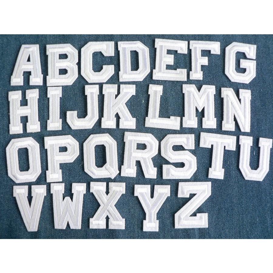 ワッペン アルファベット 英文字 白 ホワイト 文字 アイロンワッペン A