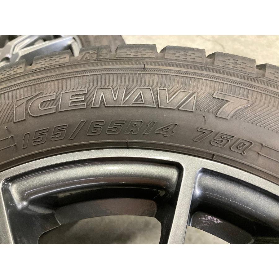 □6325 バリ山 2021年製 スタッドレス ICE NAVI7 155/65R14 ワゴンR 