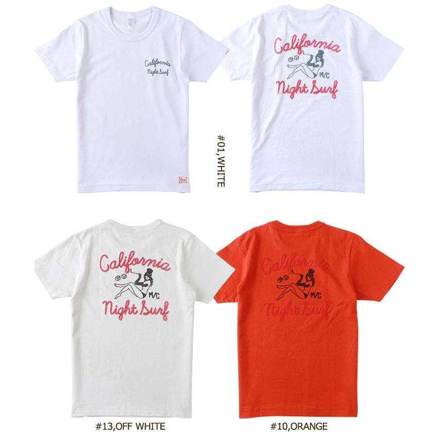 PRESTONS カスタムショップ 50’sチェーン刺繍プリント California Night Surf アメカジＴシャツ P0414 メンズ アメカジ｜boogiestyle｜04