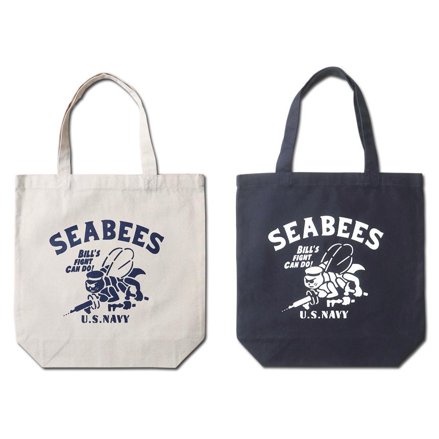 【スモールサイズ】BILLVAN ビルバン SEABEES ミリタリー ナチュラル キャンバス トートバッグ ビルバン｜boogiestyle｜03