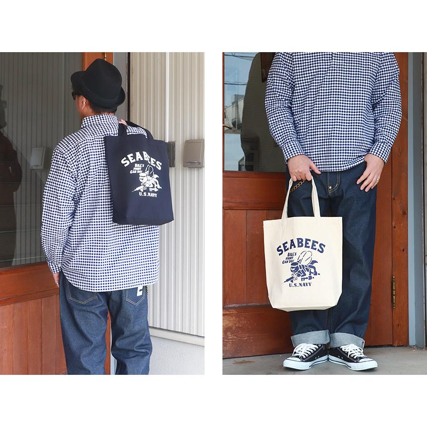 【スモールサイズ】BILLVAN ビルバン SEABEES ミリタリー ナチュラル キャンバス トートバッグ ビルバン｜boogiestyle｜04