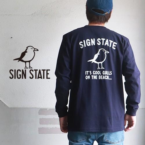 SIGN STATE ヘビーボディ Cool Gulls バックプリント ロングTシャツ サインステート アメカジ サーフ メンズ アメカジ｜boogiestyle