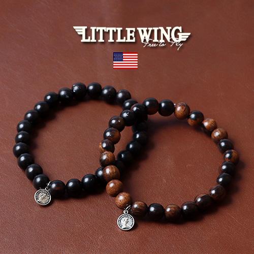 LITTLE WING 黒檀木×コインチャーム ブレスレット kkg740 LITTLE WING 黒檀木×コインチャーム ブレスレット kkg740