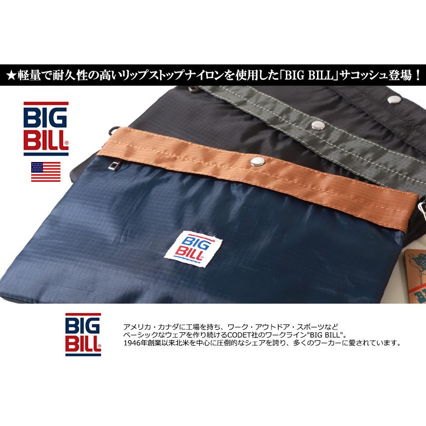 BIG BILL リップストップ生地 ワンポイントデザイン サコッシュ ミニバッグ｜boogiestyle｜02