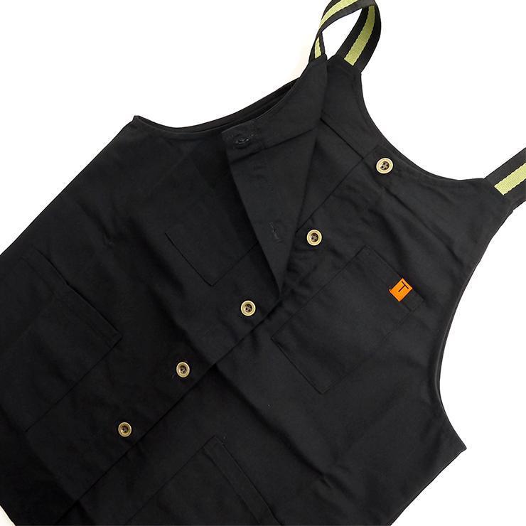 エプロン 前開き レディース キャンバス生地 チュニックエプロン