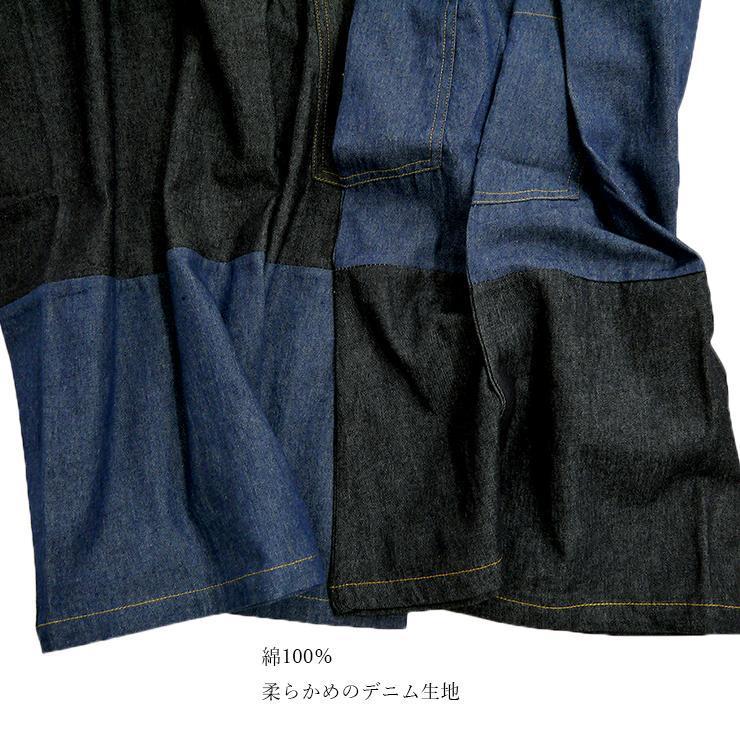 エプロン デニム かわいい チュニック おしゃれ ラン型 綿 綿100% 切替 デニムエプロン カジュアル 柔らかめ エプロン シンプル カフェ 保育士 介護士 制服 お|boogiewoogie-store|03