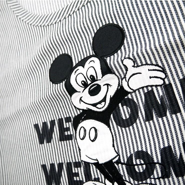 キャラクターエプロン ミッキーマウス エプロン チュニックエプロン Rakuエプ 刺繍 ストライプ アップリケ 両脇スナップボタン ポケット多め 大きい刺繍 動きや バッグ エプロン ブギウギストア 通販 Yahoo ショッピング