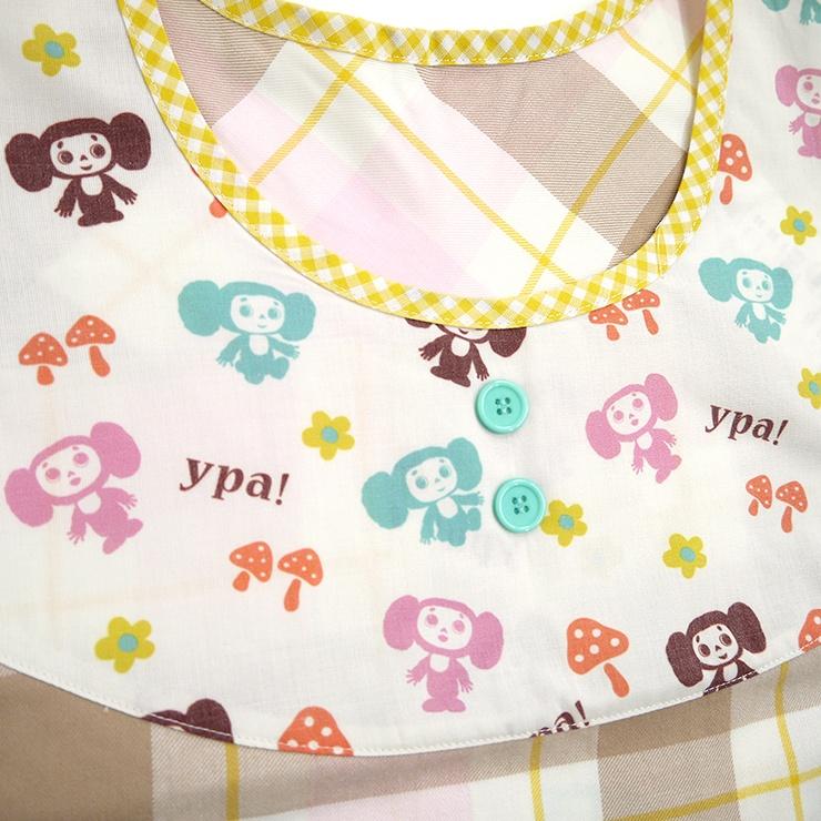 キャラクターエプロン チェブラーシカ エプロン パステルカラー 淡い Babyパステル 刺繍 アップリケ サイドボタン ラン型 幼稚園 保育士 給食 栄養士 調理師 バッグ エプロン ブギウギストア 通販 Yahoo ショッピング
