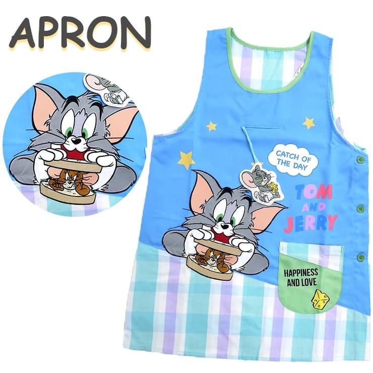 キャラクターエプロン トムとジェリー エプロン マスコット付き サックス ワーナー トム ジェリー Tom Jerry アップリケ サイド 大きな刺繍ワッペン ボタン ラ バッグ エプロン ブギウギストア 通販 Yahoo ショッピング