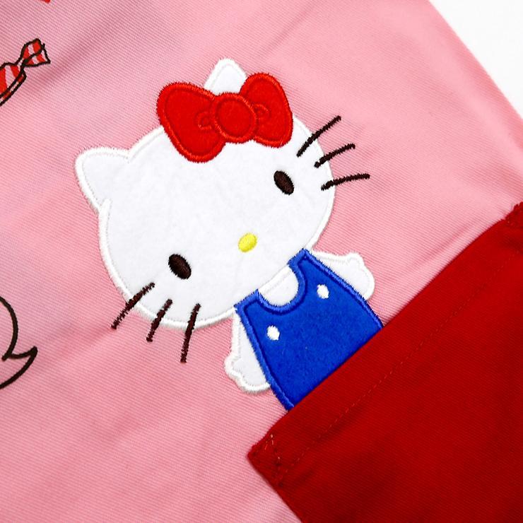 ハローキティ エプロン キッズ ピンク レッド キャラクター 刺繍 ハローキティ エプロン キッズ ピンク レッド キャラクター 刺繍