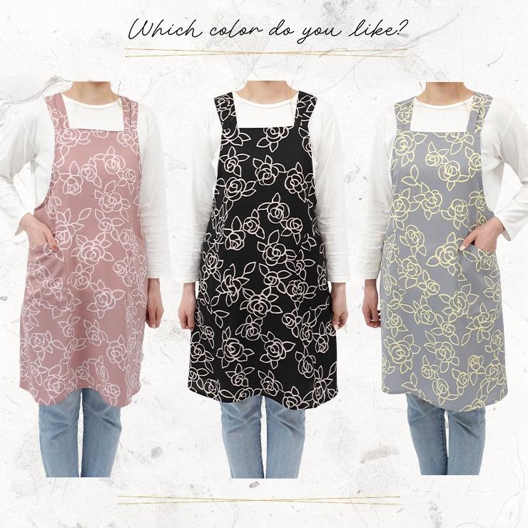 ハナエモリ 森英恵 エプロン ブラック 新品 未使用 自宅保管品 HANAE MORI 森英恵 エプロン おしゃれ レディース かぶるだけ