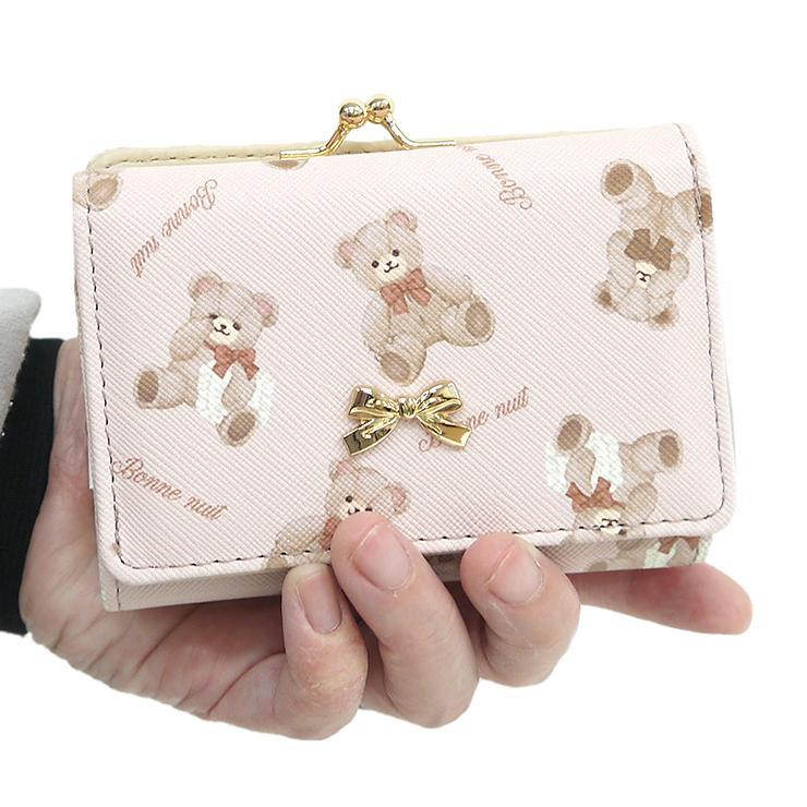 三つ折り財布 クマ ミニ財布 がまぐち かわいい 三つ折り がま口財布 財布 リボンメタル ベア ミニ口金財布 Wallet かわいい ゆめかわ 上品 ガールズ ファンシー 0 2 バッグ エプロン ブギウギストア 通販 Yahoo ショッピング