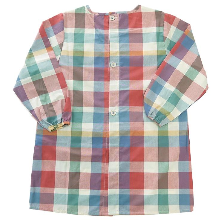 割烹着 モンチッチ チェック柄 キャラクターエプロン かわいい