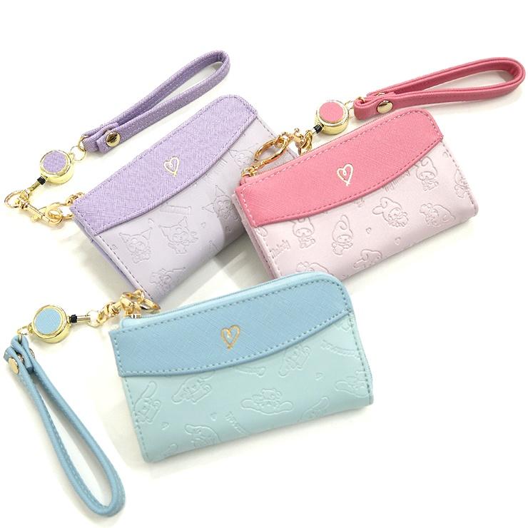 リール付きキーケース クロミ シナモロール マイメロディ カギポーチ 鍵入れ サンリオ かわいい Sanrio 使いやすい 4連フック リール L字ファスナー 小学生 中学 年末のプロモーション特価