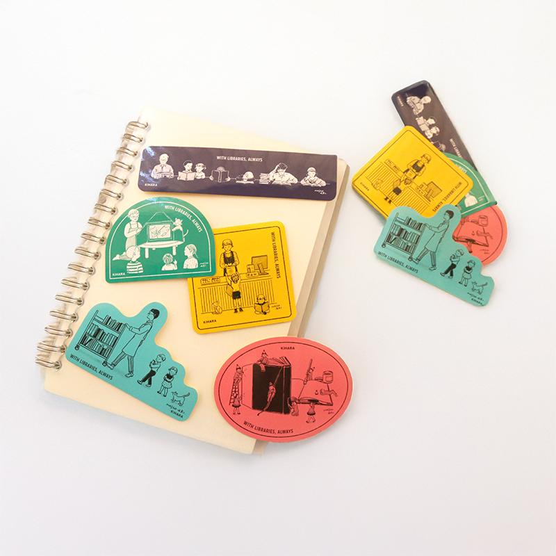 ステッカー 5種セット【図書館の風景デザイン】(メール便可） : Book