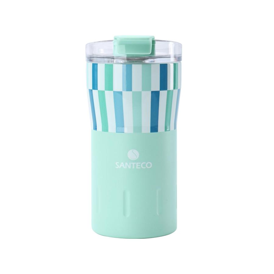 SANTECO タンブラー 350ML ステンレス 広口 真空断熱カップ 保温 保冷 ふた付き コーヒーカップ 水筒 マグボトル 車用 アウ