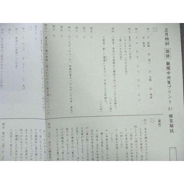 SAPIX 小6 サピックス 正月特訓 国語 難関中対策プリント 【計4回分 