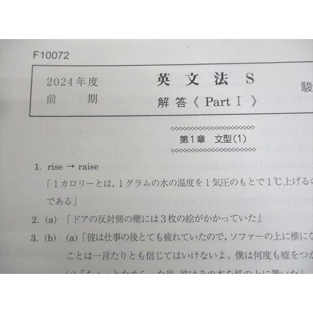 駿台 英語 英文法/実戦S テキスト通年セット 2024 計2冊 中澤俊介/栗尾