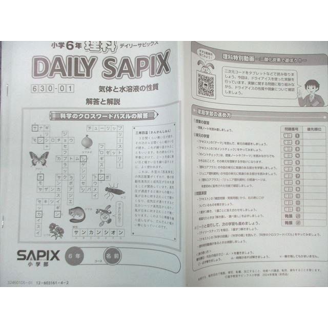 SAPIX 小6 デイリーサピックス 理科 【計38回分】 通年セット 2024