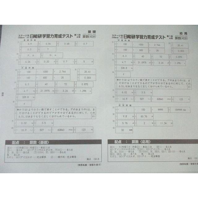 日能研 小4 学習力育成テスト 2021年9月−2022年1月 国語/算数/理科