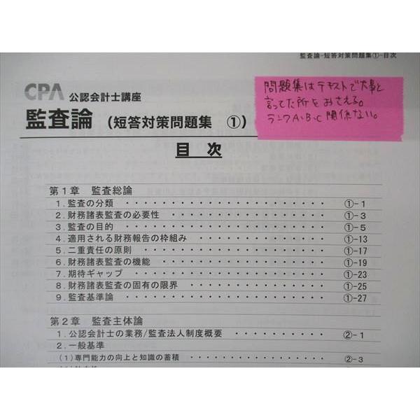 UH04-021 CPA会計学院 公認会計士講座 監査論 テキスト他 短答