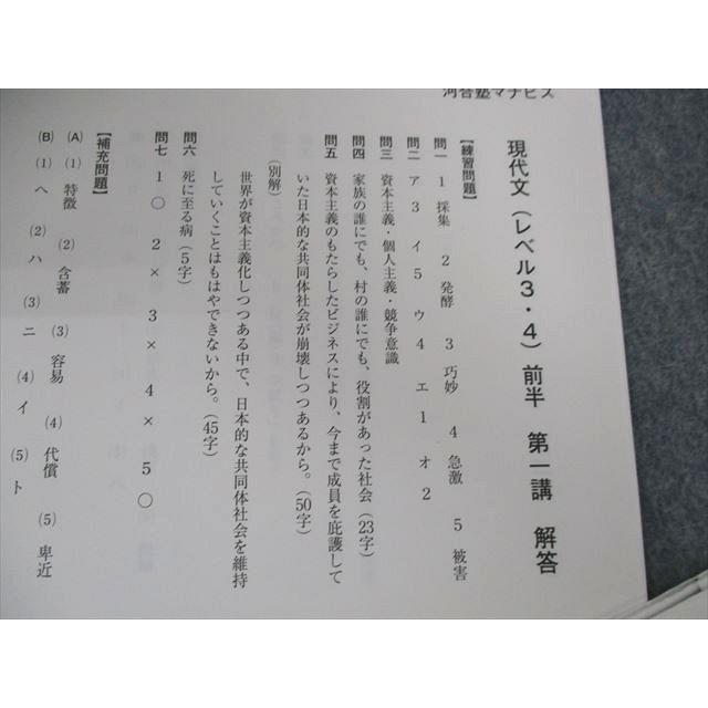 河合塾マナビス 現代文(レベル3・4)前半/後半 【テスト計22回分付き
