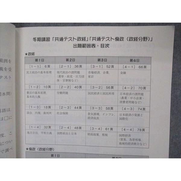 駿台 冬の共通テスト政経/倫政 政経分野 参考資料 テキスト 2020 冬期