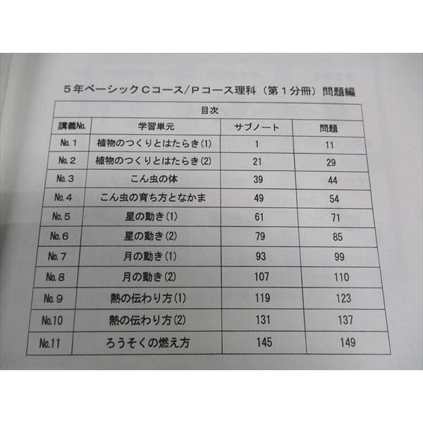 希学園 小5年 ベーシック 理科 C/Pコース オリジナルテキスト 第1~4