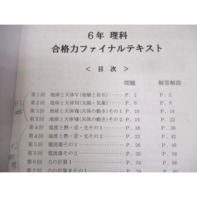 日能研関西 小6 理科 合格力ファイナルテキスト 2023 ☆ 016S2C