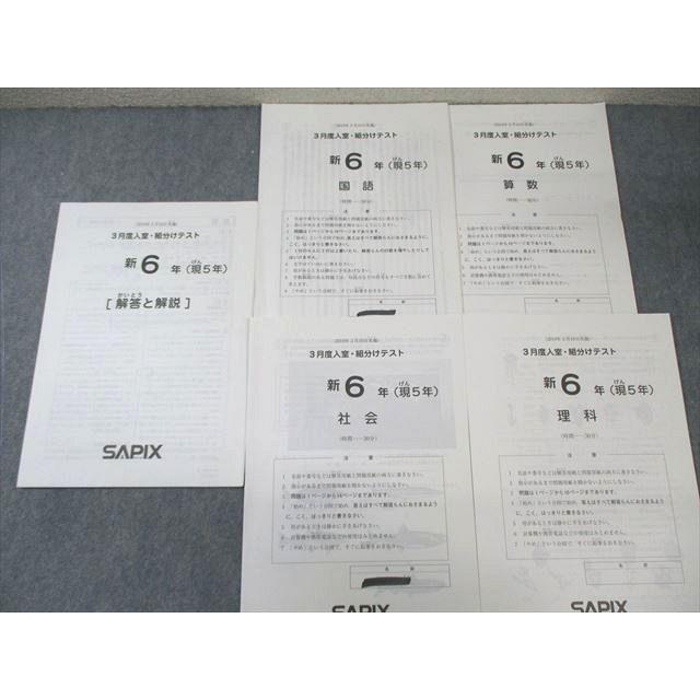 SAPIX 小5 入室・組分けテスト 2019年1月/3月/7月 国語/算数/理科/社会