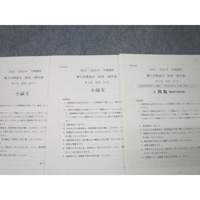駿台 慶應義塾大学 慶大対策論文 経済・商学部【テスト3回分付き