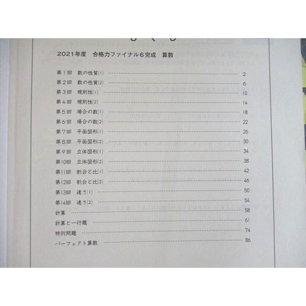 日能研 6完成 合格力ファイナル 国語 算数 理科 2021 016S1B