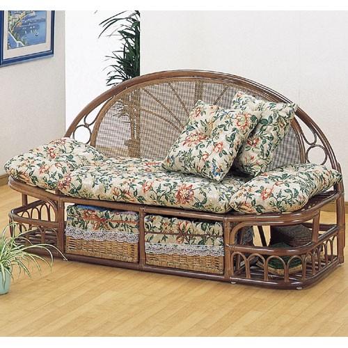 値引き 本棚専門店2人掛け籐カウチソファ 幅143cm 籐家具 籐 ラタン