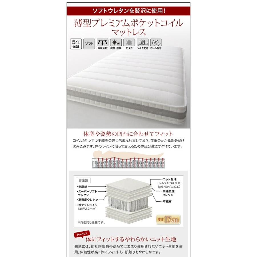 組立設置付 日本製 跳ね上げ式ベッド 薄型プレミアムポケットコイル 