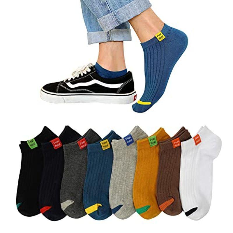 靴下 メンズ 夏用 くるぶしソックス 8足セット カラフルソックス スポーツ くつした 24 28cm おしゃれ 男性用 蒸れない 脱げない 訳あり品送料無料
