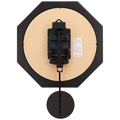 さんてる　レトロ　電波　振り子　柱時計　日本製掛け時計　八角　(木文字)　アンティークブラウン　φ270×380mm　DQL635