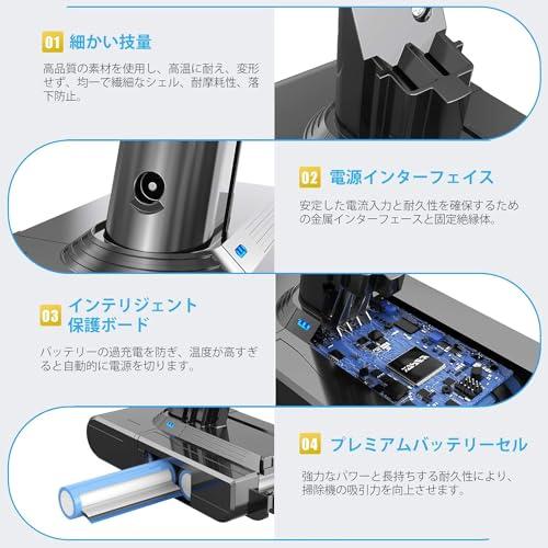 YABER ダイソンV8 バッテリー だいそんそうじき SV10 バッテリー 4600mAh大容量 ネジ3個付き PSE CE認証済み V8 Fluf｜boom0415no2｜03