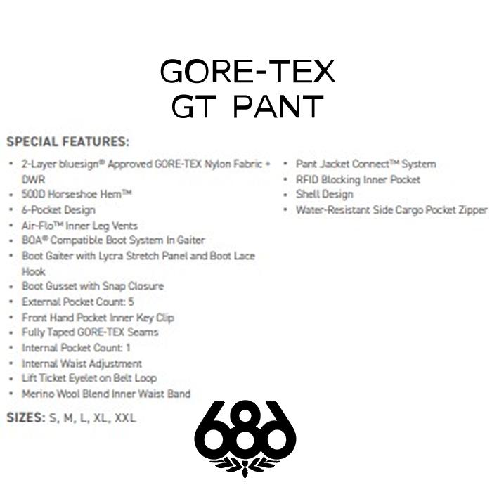 【即出荷】シックスエイトシックス ウェア パンツ 23-24 686 ゴアテックス GORE-TEX GT PANT スノーウェア 日本正規品｜boomsports-ec｜03