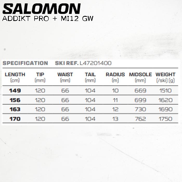 【早期予約特典付】 板 スキー L47651000 24-25 サロモン アディクト プロ SALOMON ADDIKT PRO MI12 GW プロフェッショナル メンズ レディース 日本正規品｜boomsports-ec｜02