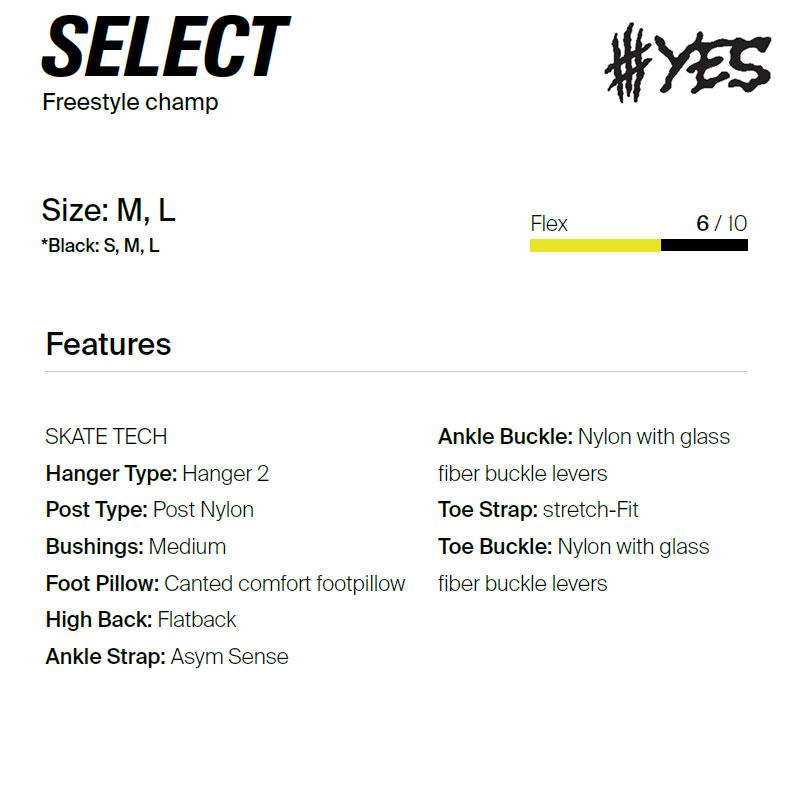 YES 25-26 スノーボード ビンディング YES SELECT WHITE イエス