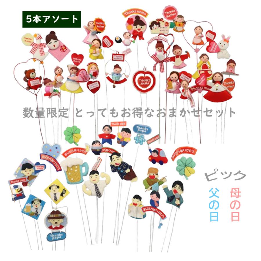 【数量限定セット】店長が選ぶ【父の日・母の日】お任せピック　5本アソート　花資材　ギフトフラワーアレンジ（Yahoo!・BOON SQUARE 陽気な広場）