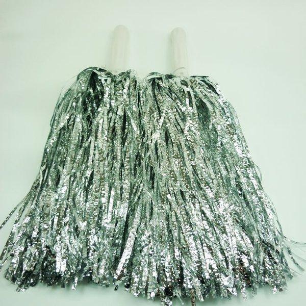 商品 キラキラポンポンスティックタイプ2本セット 単色カラー カラー 銀 チアポンポン Cisama Sc Gov Br