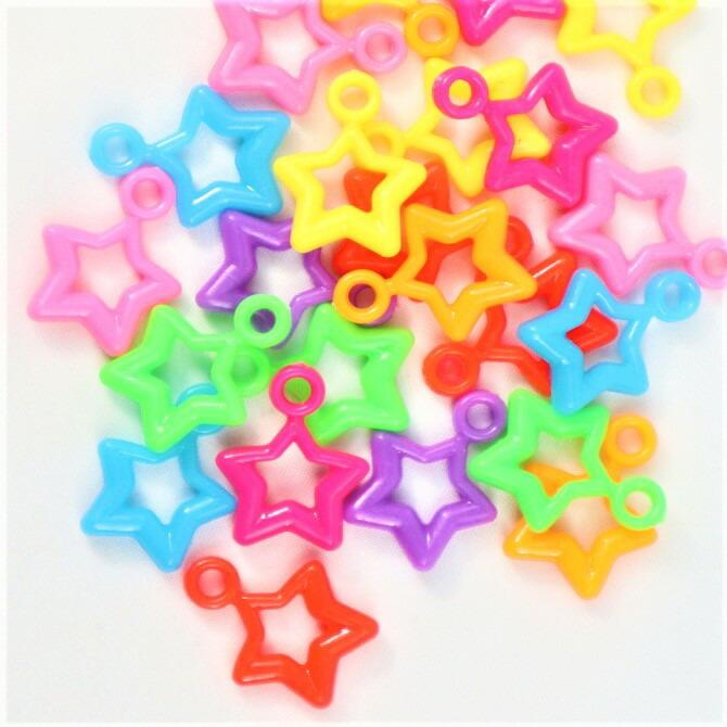 星型ビーズ】アクリルビーズ 【8色セット】3個x8色【24個】 アクリル