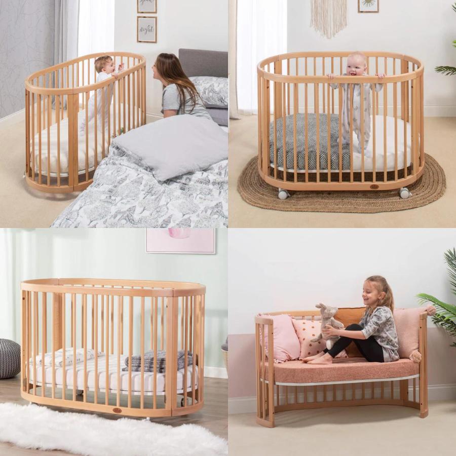 Boori 4in1 楕円形 ベビーベッド オアシス コンパクト 2年保証 組立て簡単 キャスター付き 長く使える 高さ調節 かわいい 高さ調整 可愛い ブーリ B-OAOCO |  | 14