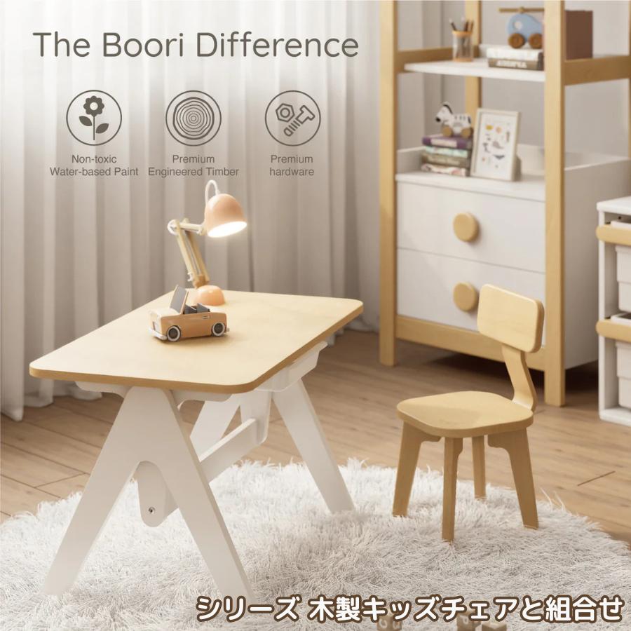 【特価3090円OFF】Boori ティディ 木製 キッズテーブル【 幅80cm×奥行48cm×高さ3段階 50cm 55cm 60cm 】1年保証 子供用テーブル スライドトレイ付属 BK-TILT |  | 05